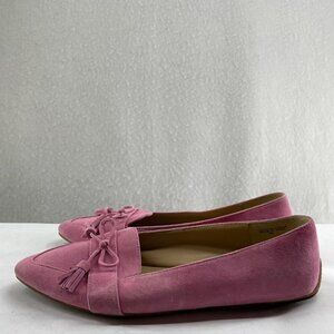 Talbots Francesca Driving Mocassins Womens Sz 8 Pink Suede Pointed Toes Tasseled